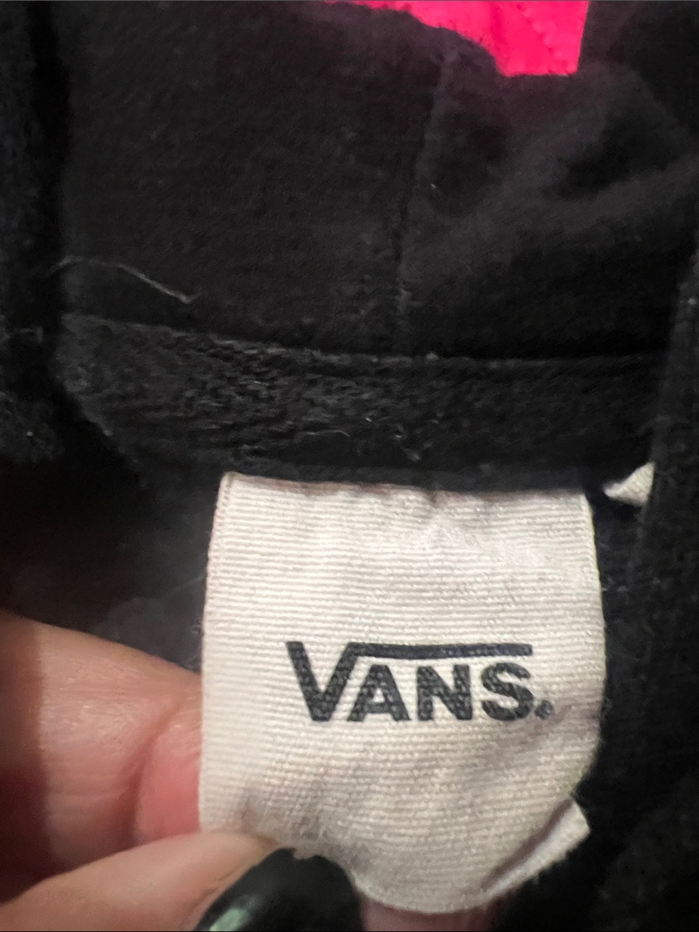 Vans Black Hoodie with Purple Checker Sleeve Accents - Picture 2 of 8